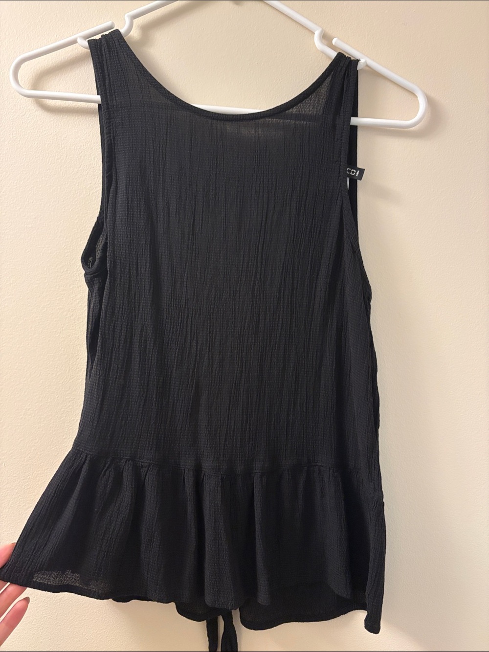 Divided Black Sleeveless Peplum Tank Top